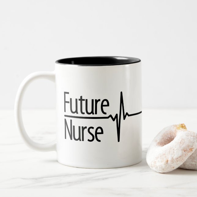 Taza Bicolor Enfermera Futuro EKG (Con donut)