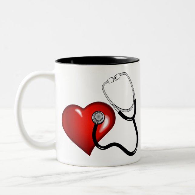 Taza Bicolor Enfermera médica personalizada con estetoscopio ca (Izquierda)