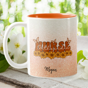 Taza Bicolor Enfermera ortopédica Naranja Purpurina