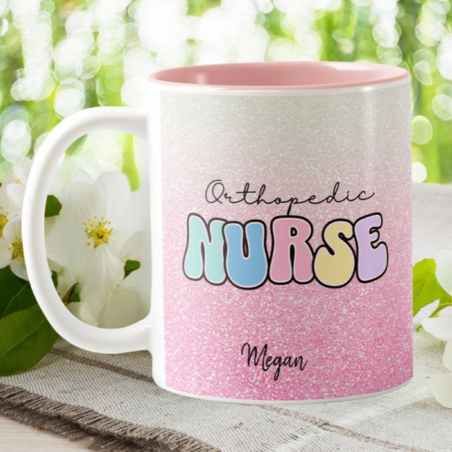 Taza Bicolor Enfermera ortopédica RN Enfermera Purpurina rosa (Subido por el creador)