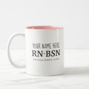 Taza Bicolor Enfermera RN BSN Simple Cute Personalizado