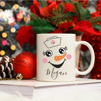 Taza Bicolor Enfermera Snowman Mug