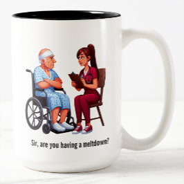 Taza Bicolor Enfermera tratando a un paciente anciano con derec