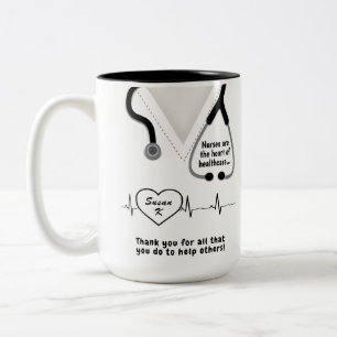 Taza Bicolor Enfermeras Personalizados Gracias Mug Agregar Nomb