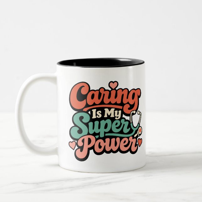 Taza Bicolor Enfermería es mi superpoder Enfermera (Izquierda)