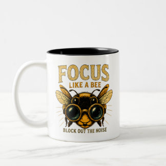 Taza Bicolor Enfócate Como una Abeja | Abeja Divertida