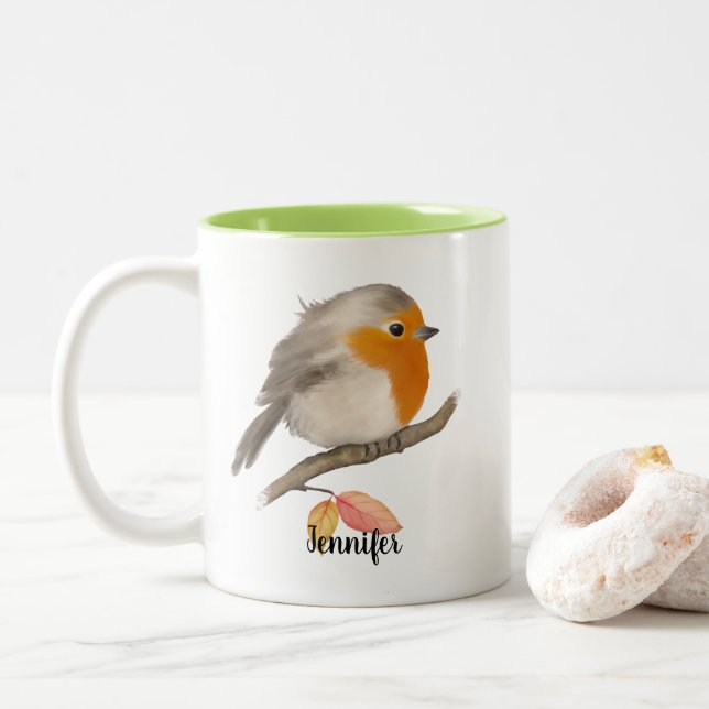 Taza Bicolor English Robin Bird (Con donut)