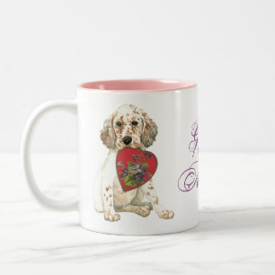 Taza Bicolor English Setter Heart Mom
