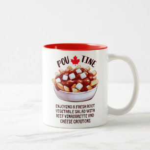 Taza Bicolor Ensalada vegetal de raíz canadiense Poutine