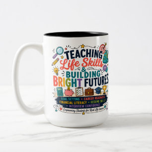 Taza Bicolor Enseñanza de Habilidades para la Vida y Construcci