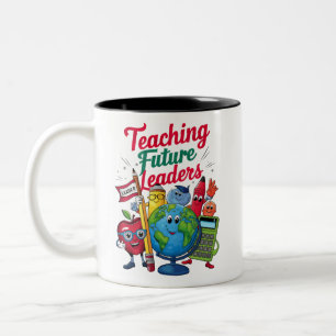 Taza Bicolor Enseñanza Retro Líderes Futuros Profesor Escuela 