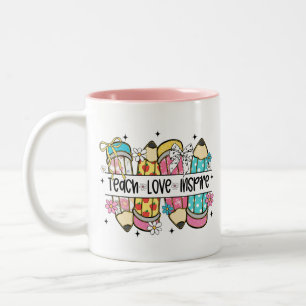 Taza Bicolor Enseñar Amor Inspirar Maestro 