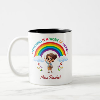 Taza Bicolor Enseñar es una Labor del Corazón Adorable Profesor