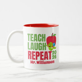 Taza Bicolor Enseñar, reír, repetir al profesor