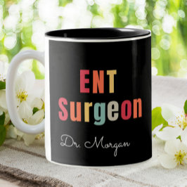 Taza Bicolor ENT Médica cirujano Otolaringología Personalizada