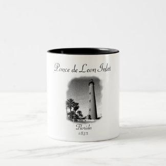 Taza Bicolor Entrada de Ponce de León del faro, la Florida