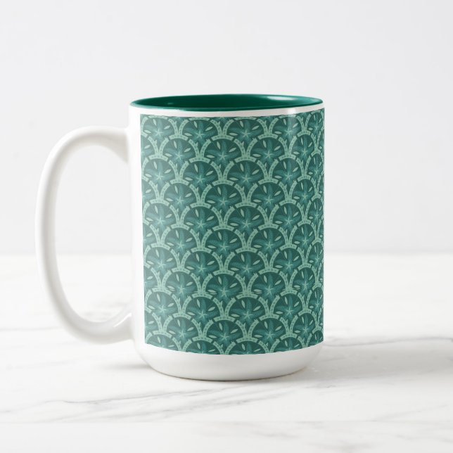 Taza Bicolor Entramado Verde azulado Náutico (Izquierda)
