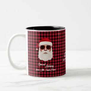 Taza Bicolor Entrega especial de diversión Santa Red Negro Buff