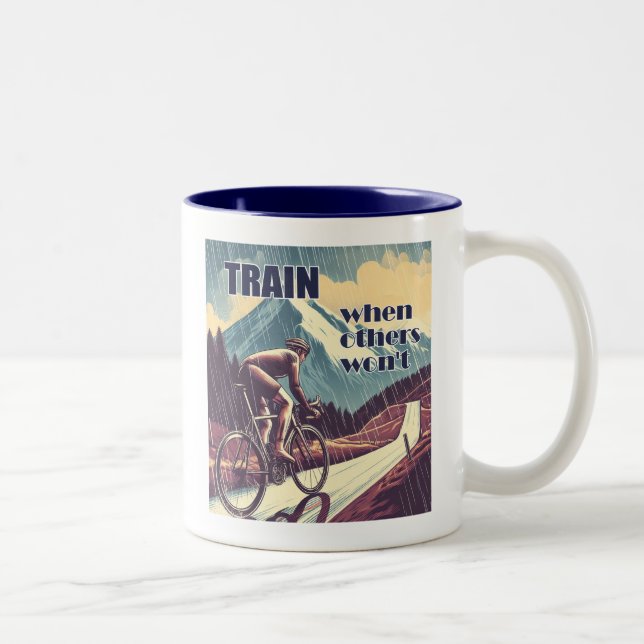 Taza Bicolor Entrenar cuando otros no vayan en bicicleta (Derecha)