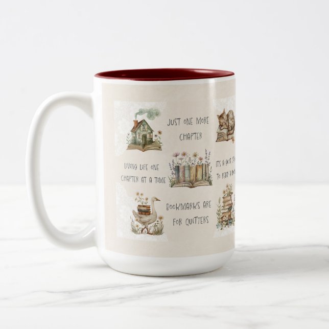 Taza Bicolor Envoltura de cita de amante de libros linda (Izquierda)