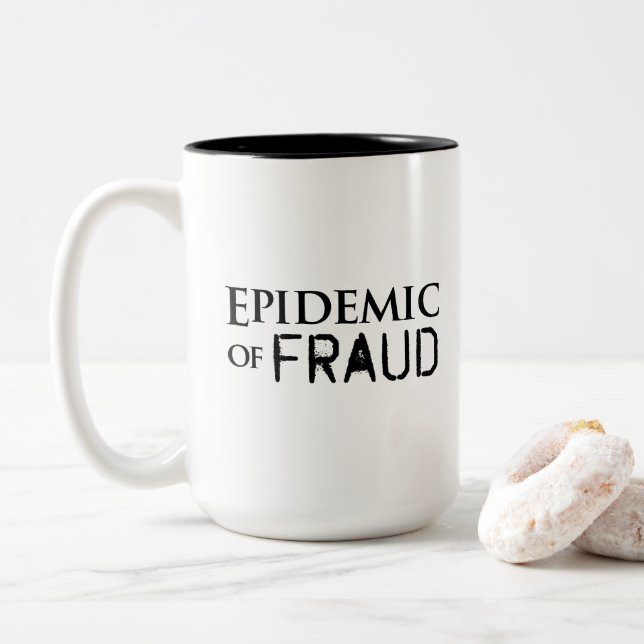 Taza Bicolor Epidemia de fraude 15 OZ Mug (Con donut)