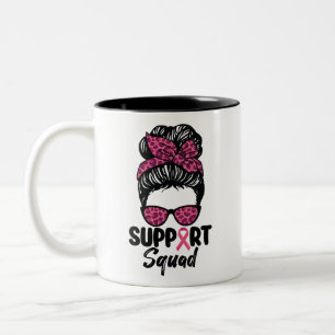 Taza Bicolor Equipo de Apoyo Moño Desordenado Guerrera Rosa Cán