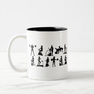 Taza Bicolor Equipo De Gimnasio Mujer Juego De Silhouettes