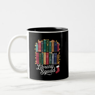Taza Bicolor Equipo de la Biblioteca Navideña Amantes de los Li