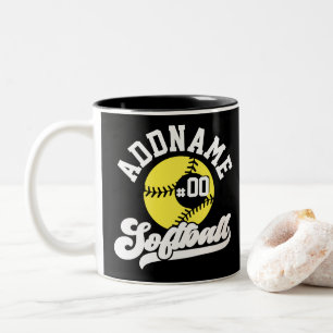 Taza Bicolor Equipo Retro Personalizado de Softball con el NOMB