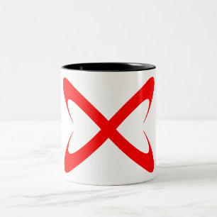 Taza Bicolor Equis Monograma de Letra Roja con Estilo