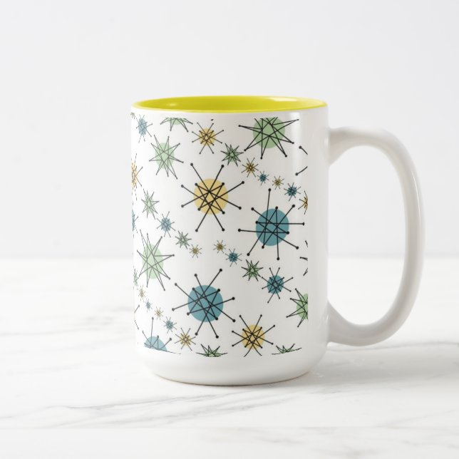 Taza Bicolor Era espacial retra Starburst atómico 15oz del (Derecha)