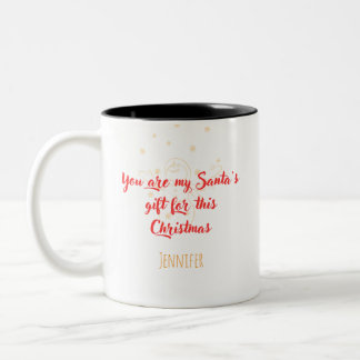 Taza Bicolor "Eres mi regalo de Santa" Navidad personalizada