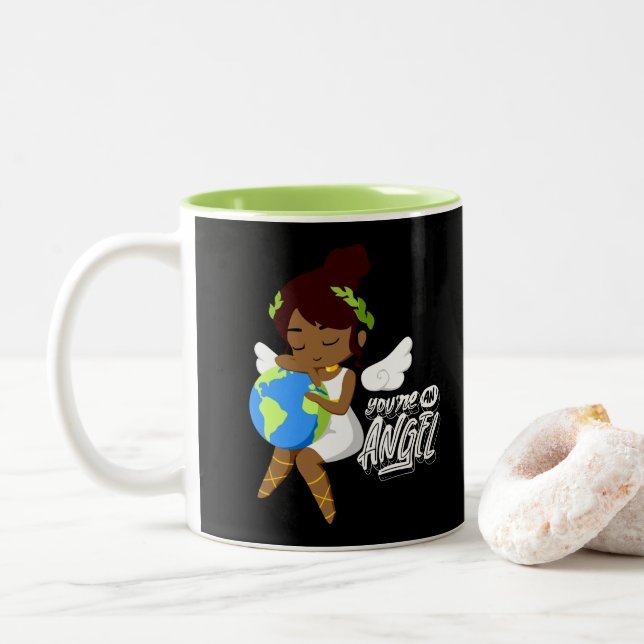 Taza Bicolor Eres un ángel (Con donut)