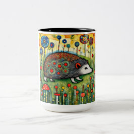 Taza Bicolor Erizo entre flores