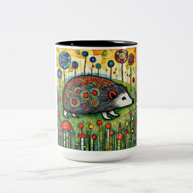 Taza Bicolor Erizo entre flores (Centro)