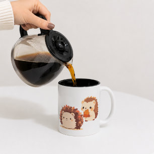 Taza Bicolor Erizo Lindo de Otoño – Animales Kawaii del Bosque