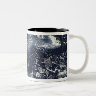 Taza Bicolor Erupción de Piton de la Fournaise, reunión Isla