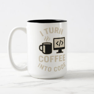 Taza Bicolor Es divertido que convierta el café en código