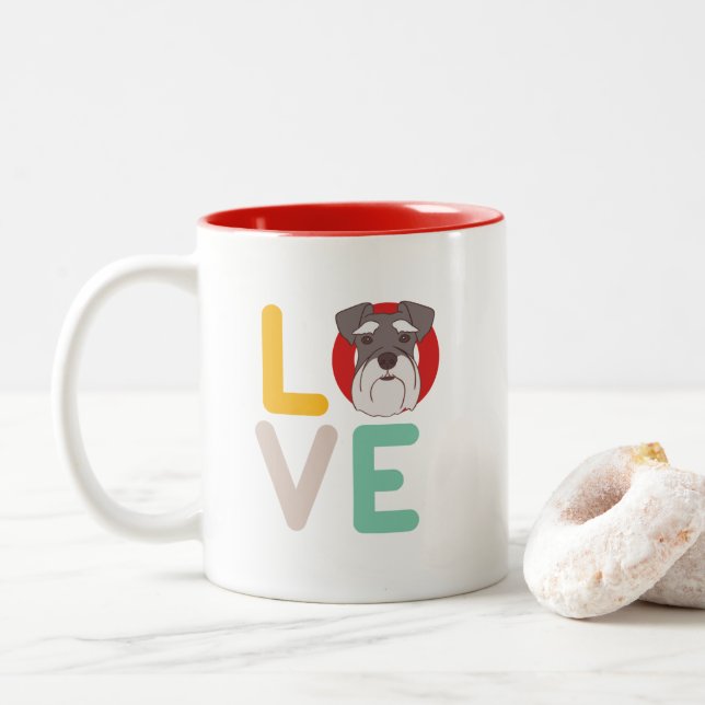 Taza Bicolor Es gracioso que me guste el pequeño Schnauzer I He (Con donut)