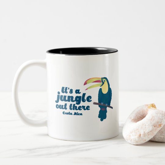 Taza Bicolor Es un café de Toucan Costa Rica de la selva hacia