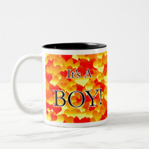 Taza Bicolor ¡Es un chico! Corazón rojo y amarillo