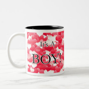 Taza Bicolor ¡Es un chico! Corazones rojos