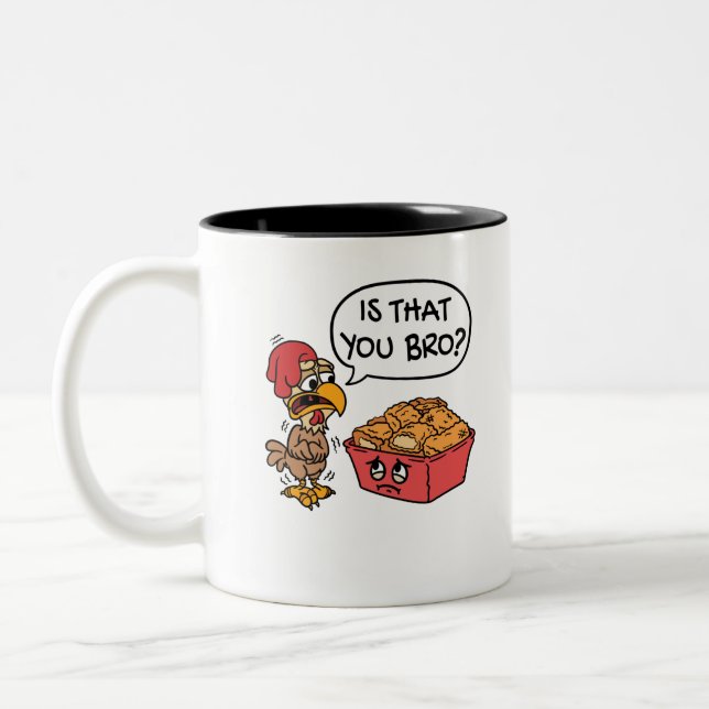 Taza Bicolor ¿Es Usted Hermano? Gracioso nugget de pollo (Izquierda)