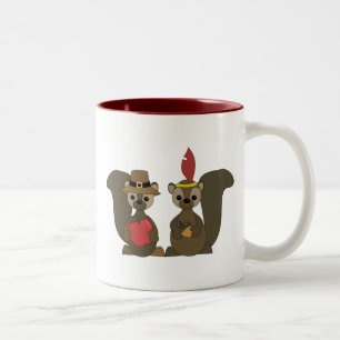 Taza Bicolor Esas ardillas de la acción de gracias