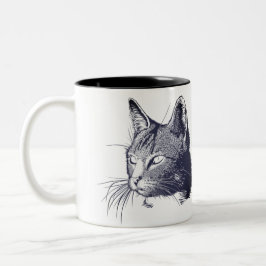 Taza Bicolor Esbozo de gato negro
