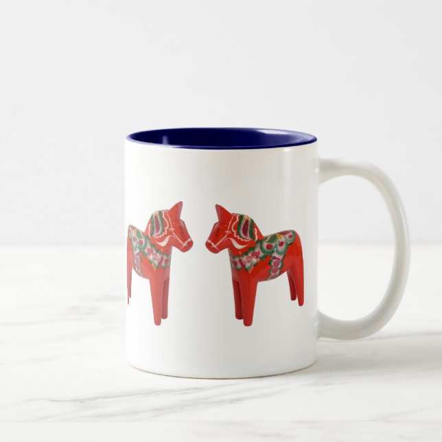 Taza Bicolor Escandinavo del caballo de Dala del sueco (Derecha)