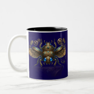 Taza Bicolor Escarabajo Mecánico Steampunk del Antiguo Egipto
