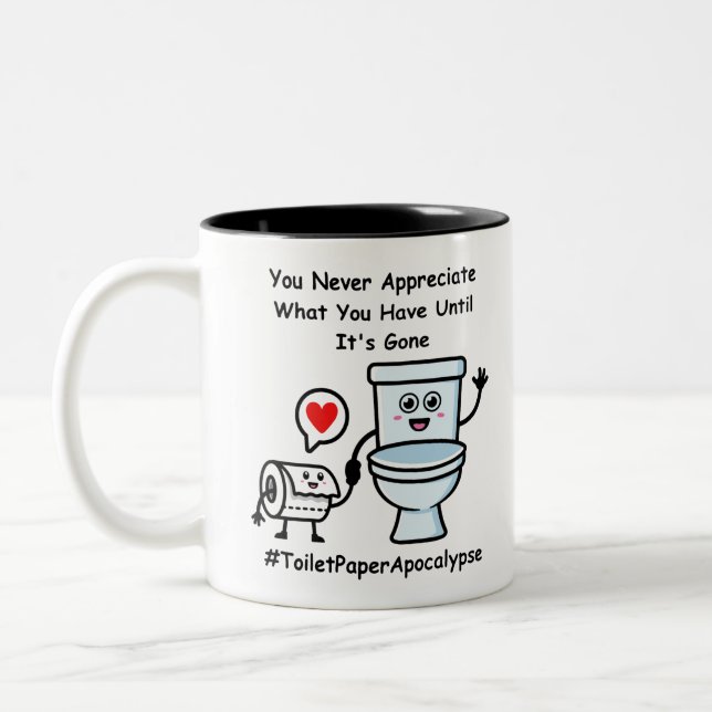 Taza Bicolor Escasez de papel higiénico para regalo Apocalipsis (Izquierda)