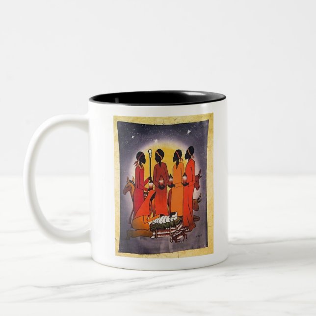 Taza Bicolor Escena africana de la natividad del navidad (Izquierda)
