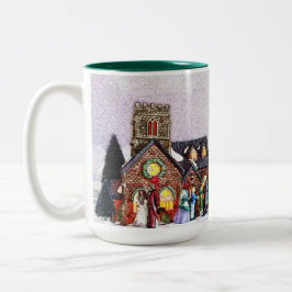 Taza Bicolor Escena de la aldea navideña de los navidades